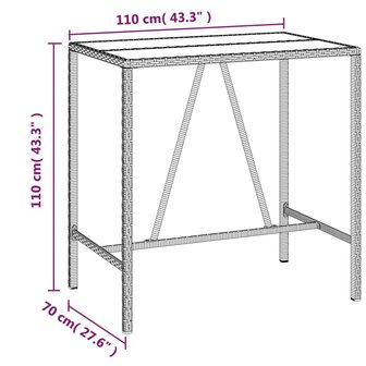 Bartafel met glazen blad 110x70x110 cm poly rattan bruin 6