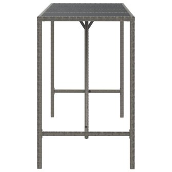 Bartafel met glazen blad 180x70x110 cm poly rattan grijs 4