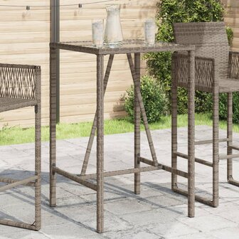 Tuinbartafel 70x70x110 cm poly rattan grijs 1