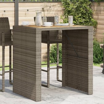 Tuinbartafel acaciahouten blad 105x80x110 cm poly rattan grijs 1