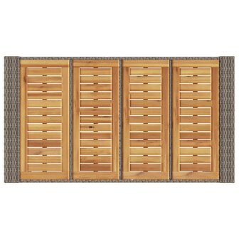 Tuinbartafel acaciahouten blad 145x80x110 cm poly rattan grijs 8