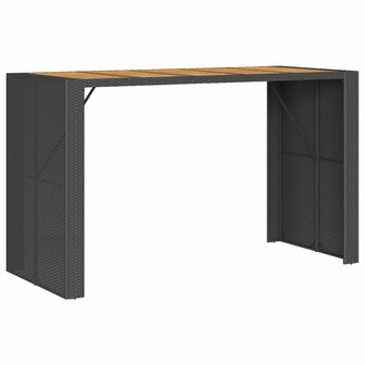 Tuinbartafel acaciahouten blad 185x80x110 cm poly rattan zwart 2