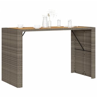 Tuinbartafel acaciahouten blad 185x80x110 cm poly rattan grijs 4