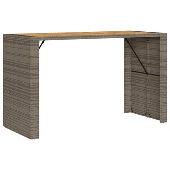Tuinbartafel acaciahouten blad 185x80x110 cm poly rattan grijs 7