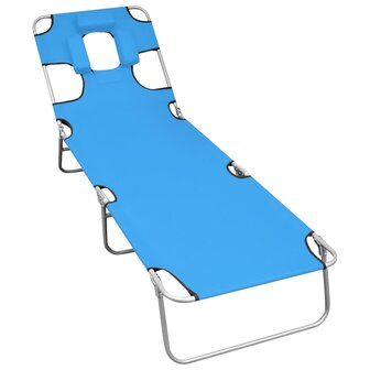 Ligbed inklapbaar met hoofdkussen staal turquoiseblauw 1