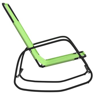 Ligstoelen 2 st schommelend staal en textileen groen 5