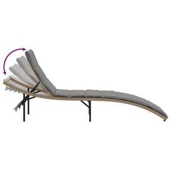Ligbed met kussen 55x199x50 cm poly rattan beige 7