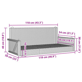 Schommelbank 119x56x48 cm poly rattan bruin 9