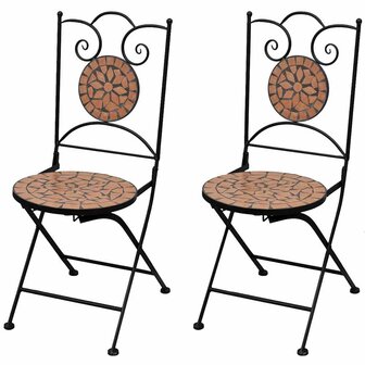 Bistrostoelen inklapbaar 2 st keramiek terracottakleurig 1