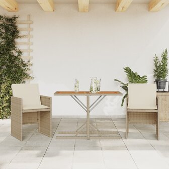 3-delige Bistroset met kussens poly rattan beige 1