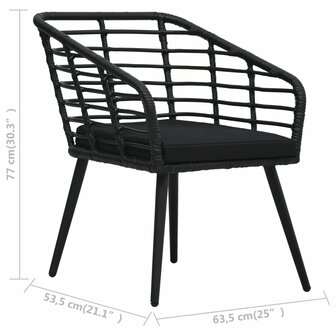 3-delige Bistroset poly rattan zwart 8