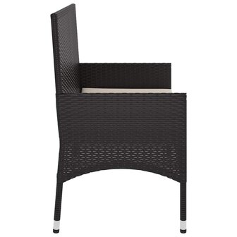 Tuinbank 2-zits met kussens poly rattan zwart 5