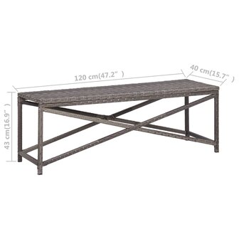 Tuinbank 120 cm poly rattan grijs 5