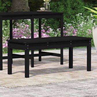 Tuinbank 109x44x45 cm massief grenenhout zwart 3