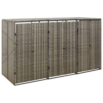 Containerberging driedubbel 207x80x117 cm poly rattan grijs 1