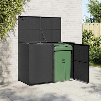 Containerberging dubbel 148x80x111 cm poly rattan zwart  1