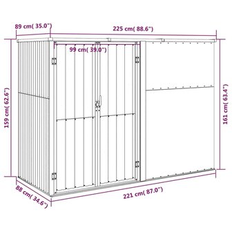 Tuinschuur 225x89x161 cm gegalvaniseerd staal groen 7