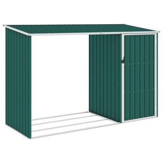 Brandhoutschuur 245x98x159 cm gegalvaniseerd staal groen 1
