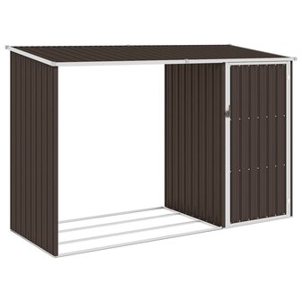 Brandhoutschuur 245x98x159 cm gegalvaniseerd staal bruin  1