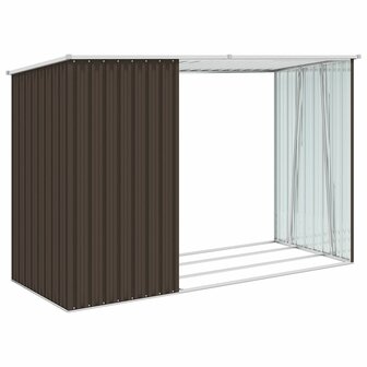 Brandhoutschuur 245x98x159 cm gegalvaniseerd staal bruin  3