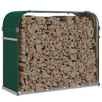 Haardhoutopslag 120x45x100 cm gegalvaniseerd staal groen 3