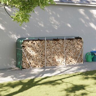 Haardhoutopslag 234x45x100 cm gegalvaniseerd staal groen 1
