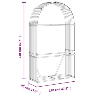 Haardhoutopslag 120x45x210 cm gegalvaniseerd staal lichtgrijs 9