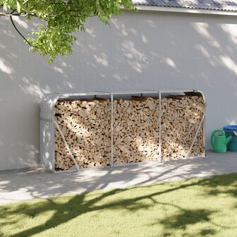 Haardhoutopslag 234x45x100 cm gegalvaniseerd staal lichtgrijs 1