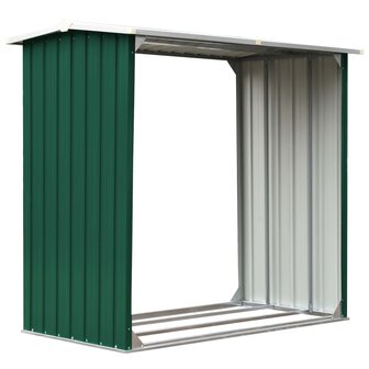 Haardhoutschuur 172x91x154 cm gegalvaniseerd staal groen 2