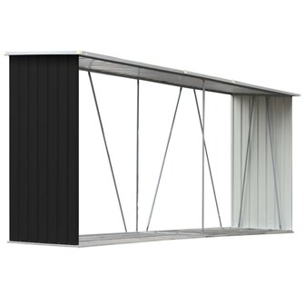 Haardhoutschuur 330x84x152 cm gegalvaniseerd staal antraciet   2