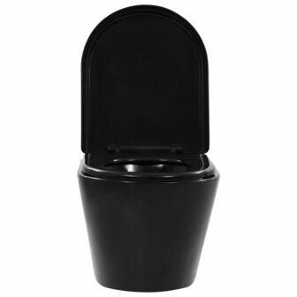Hangend toilet met verborgen stortbak keramiek zwart 7