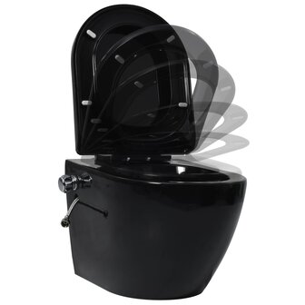 Hangend toilet randloos met verborgen stortbak keramiek wit  4