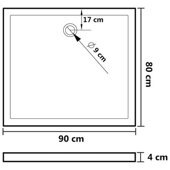 Douchebak rechthoekig 80x90 cm ABS wit 8