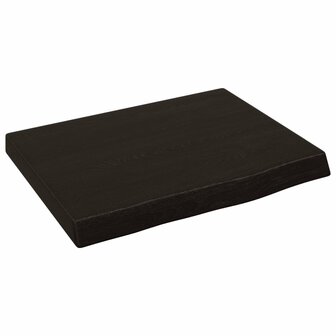 Wastafelblad 40x30x(2-4) cm behandeld massief hout donkerbruin 2