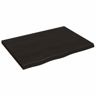 Wastafelblad 80x60x(2-4) cm behandeld massief hout donkerbruin 2