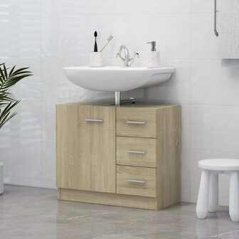 Wastafelkast 63x30x54 cm bewerkt hout sonoma eikenkleurig 1