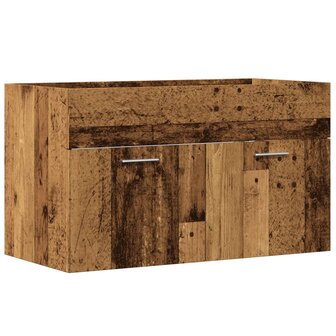 Wastafelkast 90x38,5x46 cm bewerkt hout oud houtkleurig 2
