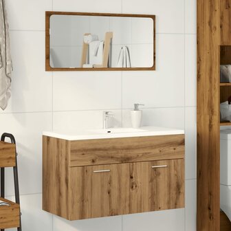 Wastafelkast 90x38,5x46 cm bewerkt hout artisanaal eikenkleur 3