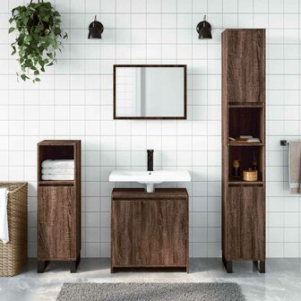 2-delige Badkamermeubelset bewerkt hout bruin eikenkleur 3