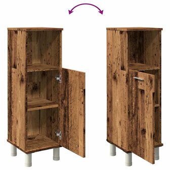 Badkamerkast 30x30x95 cm bewerkt hout oud houtkleurig 8