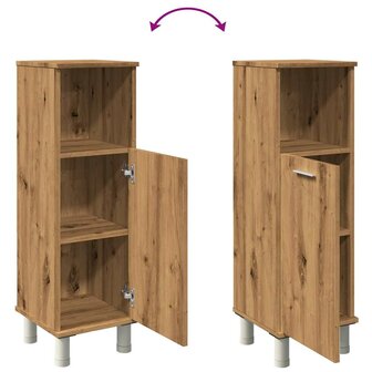 Badkamerkast 30x30x95 cm bewerkt hout artisanaal eikenkleur 8