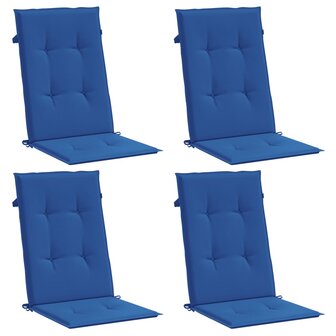 Tuinstoelkussens 4 st hoge rug 120x50x3 cm stof koningsblauw 3