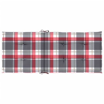 Tuinstoelkussens 4 st 120x50x3 cm stof ruitpatroon rood 7