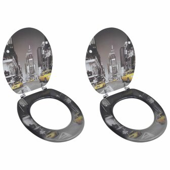 Toiletbrillen met deksels 2 st New York MDF 1