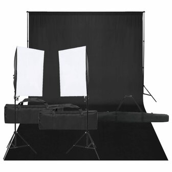 Fotostudioset met verlichtingsset en achtergrond 1