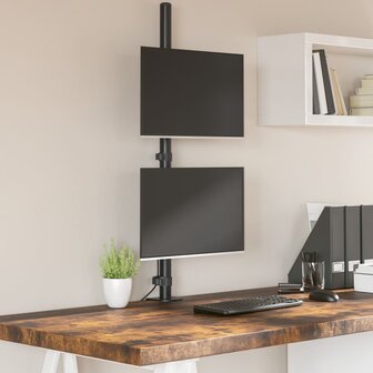 Monitorstandaard dubbel VESA 75/100 mm staal zwart 1