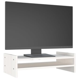 Monitorstandaard 50x27x15 cm massief grenenhout wit 4