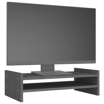 Monitorstandaard 50x27x15 cm massief grenenhout grijs 4
