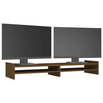Monitorstandaard 100x27x15 cm massief grenenhout honingbruin 4