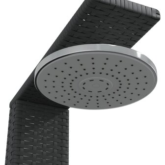 Buitendouche 50x55x224 cm poly rattan en acaciahout zwart 9